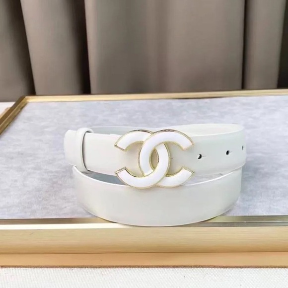 Meet the Posher Jewelry - CHANEL White Women's Belt, Size 90 No scratches, what you see is what you get